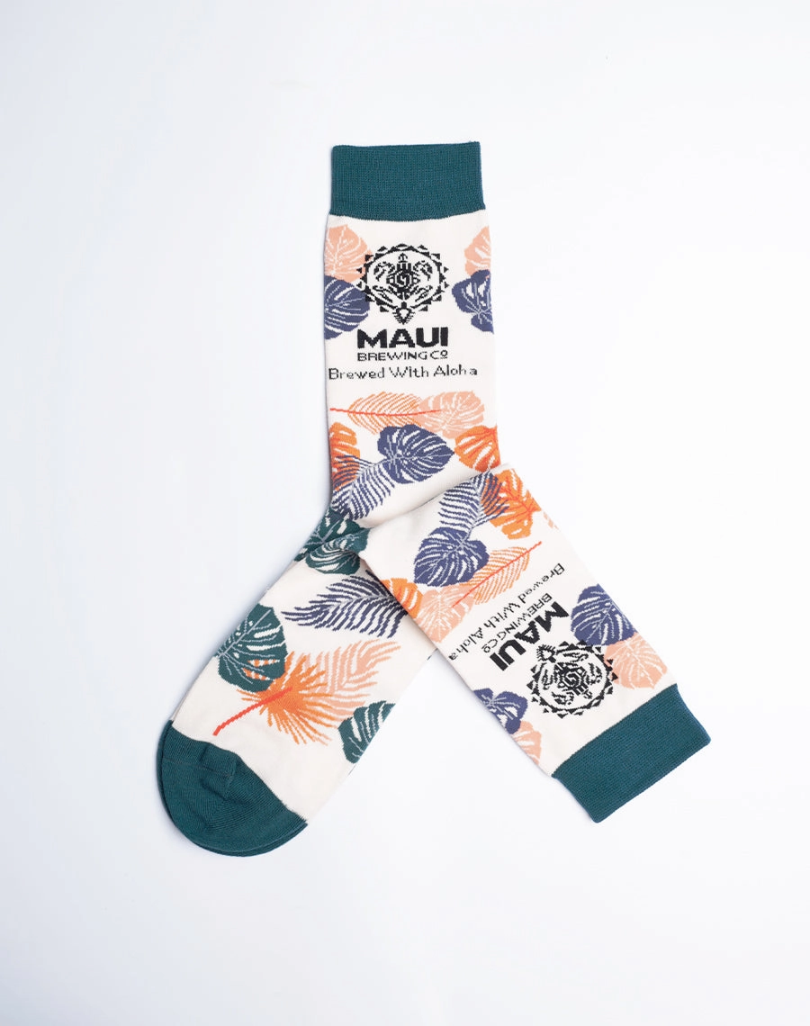 Maui Brewing Company Brewed With Aloha Floral Crew Socks