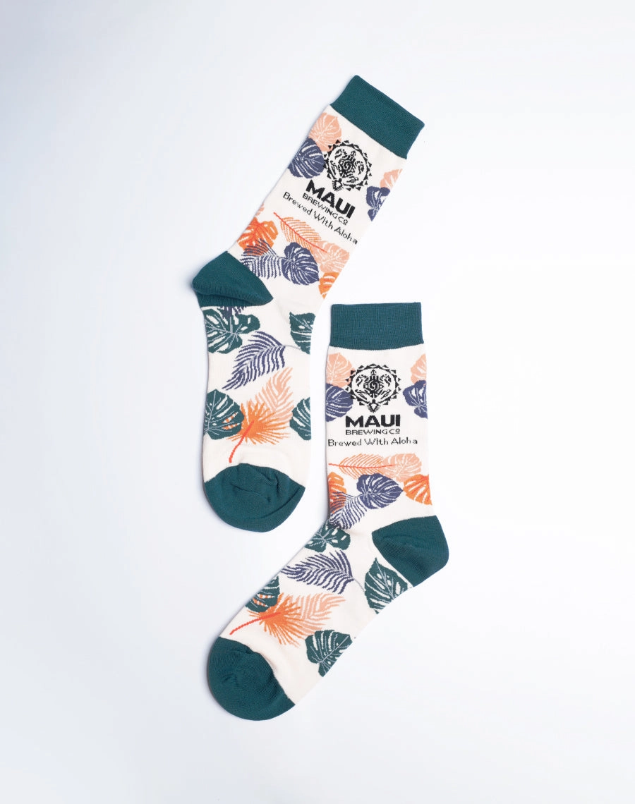 Maui Brewing Company Brewed With Aloha Floral Crew Socks