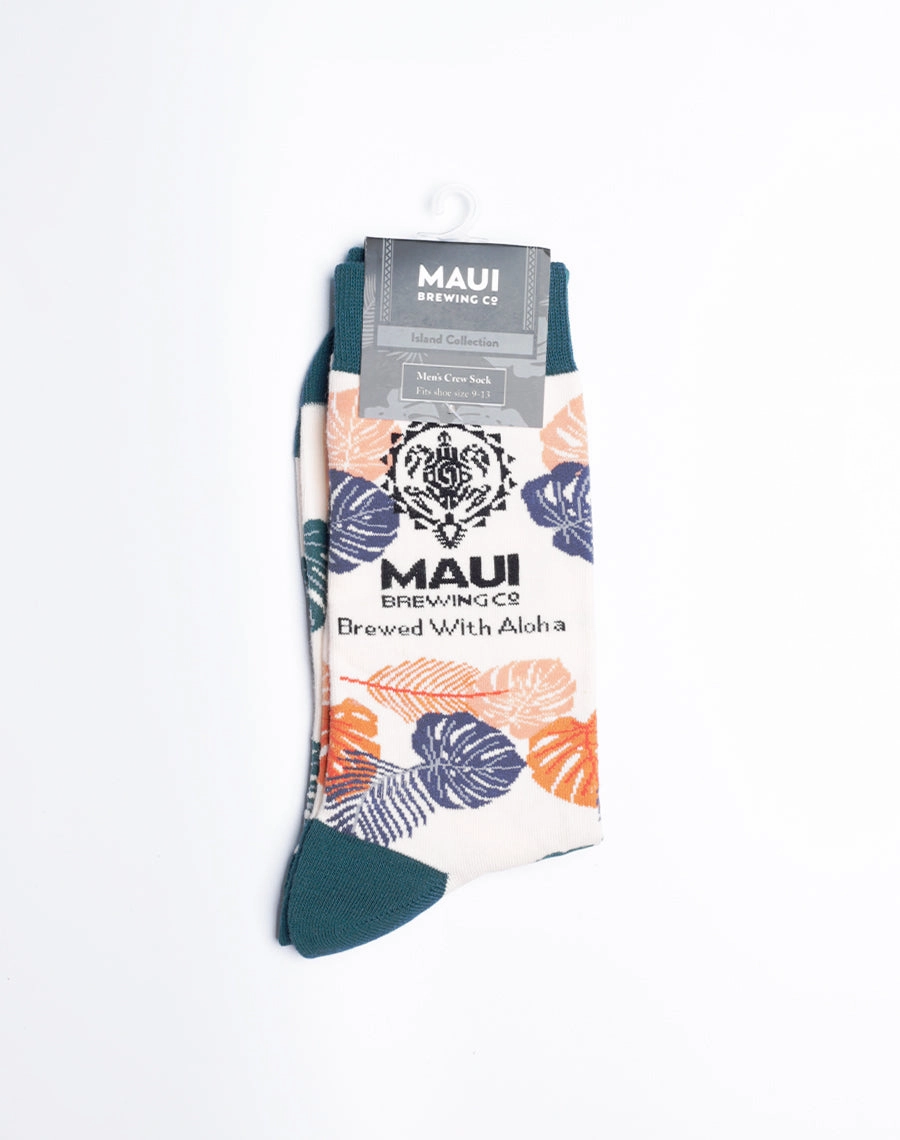 Maui Brewing Company Brewed With Aloha Floral Crew Socks
