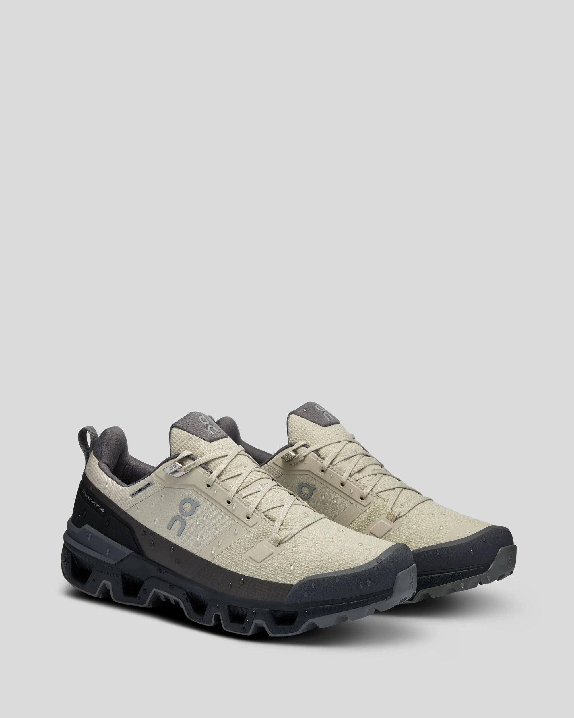 Men's On Running Cloudwander Waterproof Hiking Shoes - Sand/Black