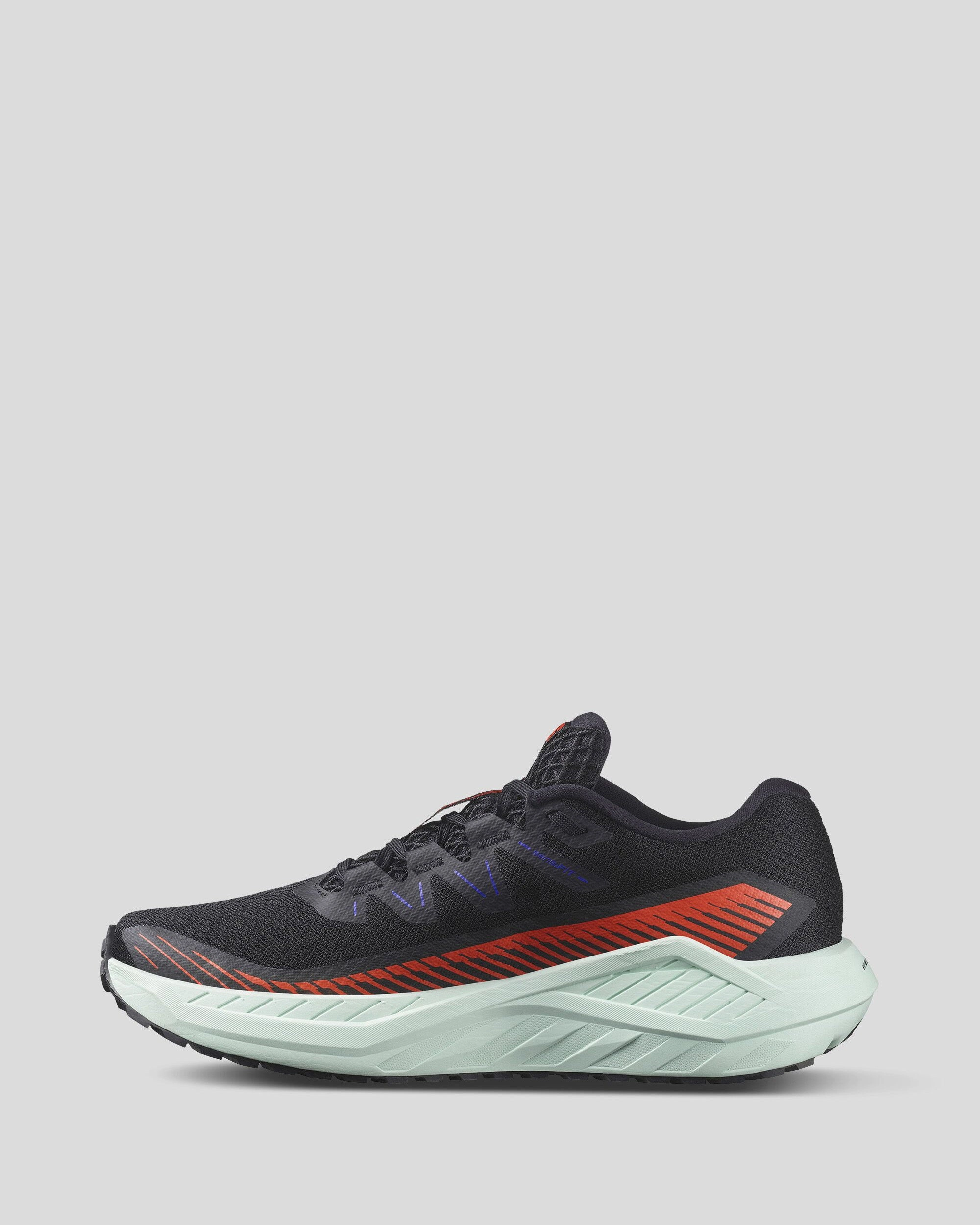 Men's Salomon DRX Defy Grvl Running Shoes - Black/CherryTomato/Bay
