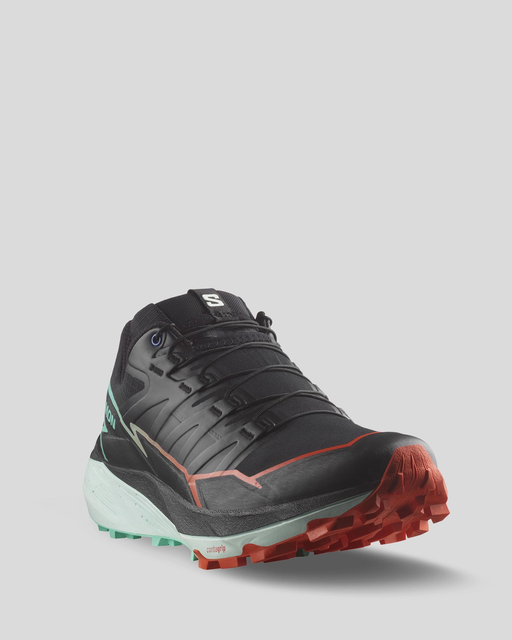 Men's Salomon Thundercross Trail Running Shoes - Black/Bay/Cherry Tomato