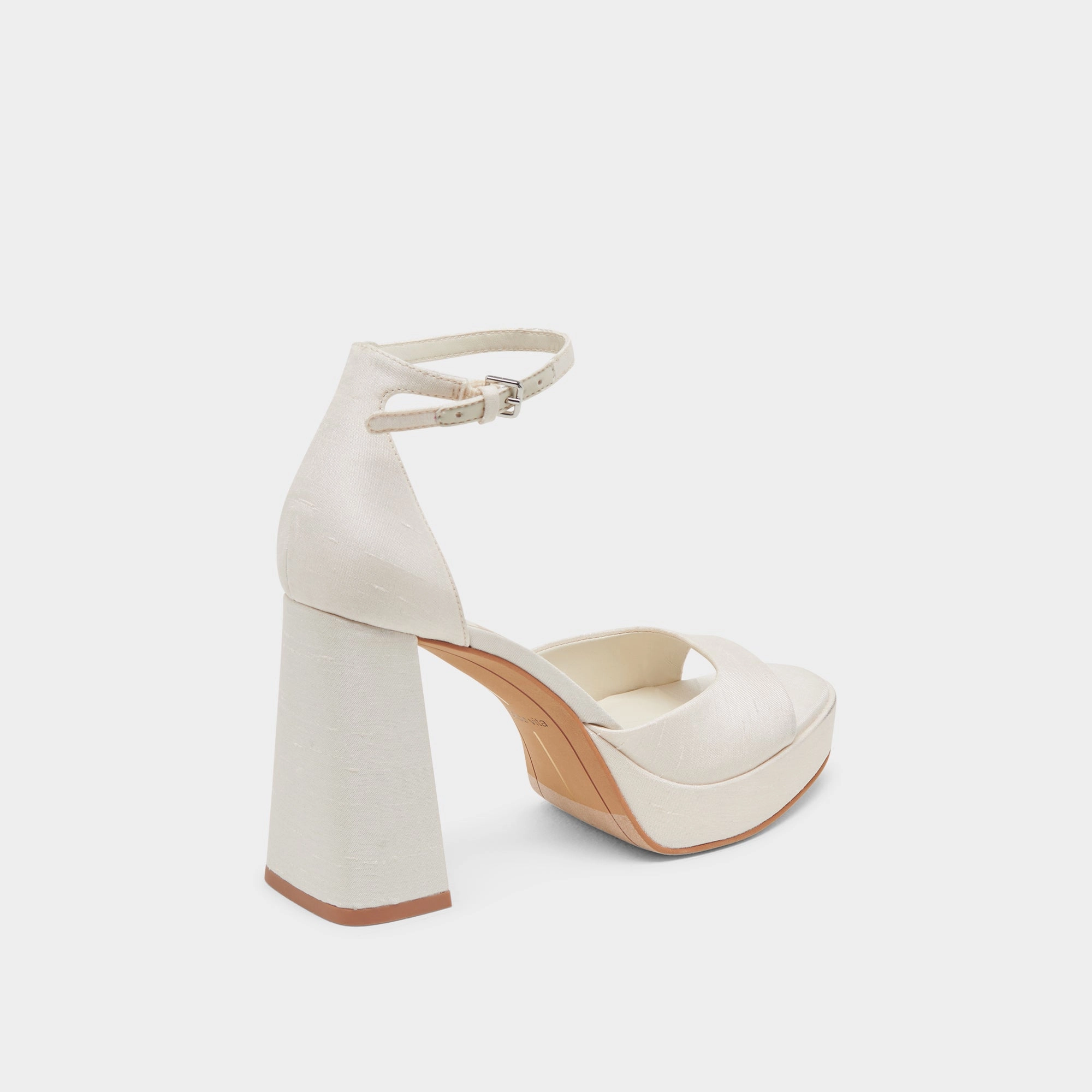 PANDRO WIDE HEELS WHITE SATIN