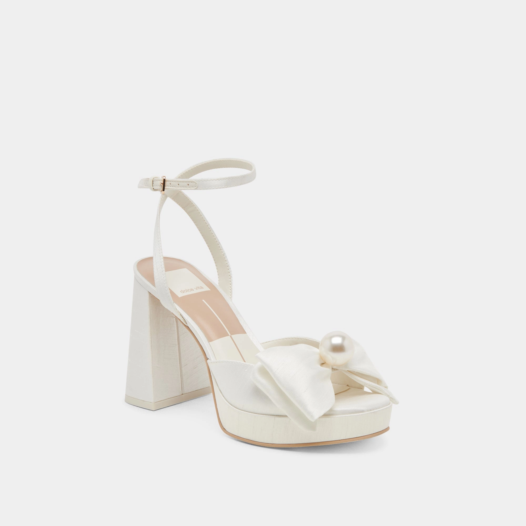 PATTON WIDE HEELS IVORY SATIN