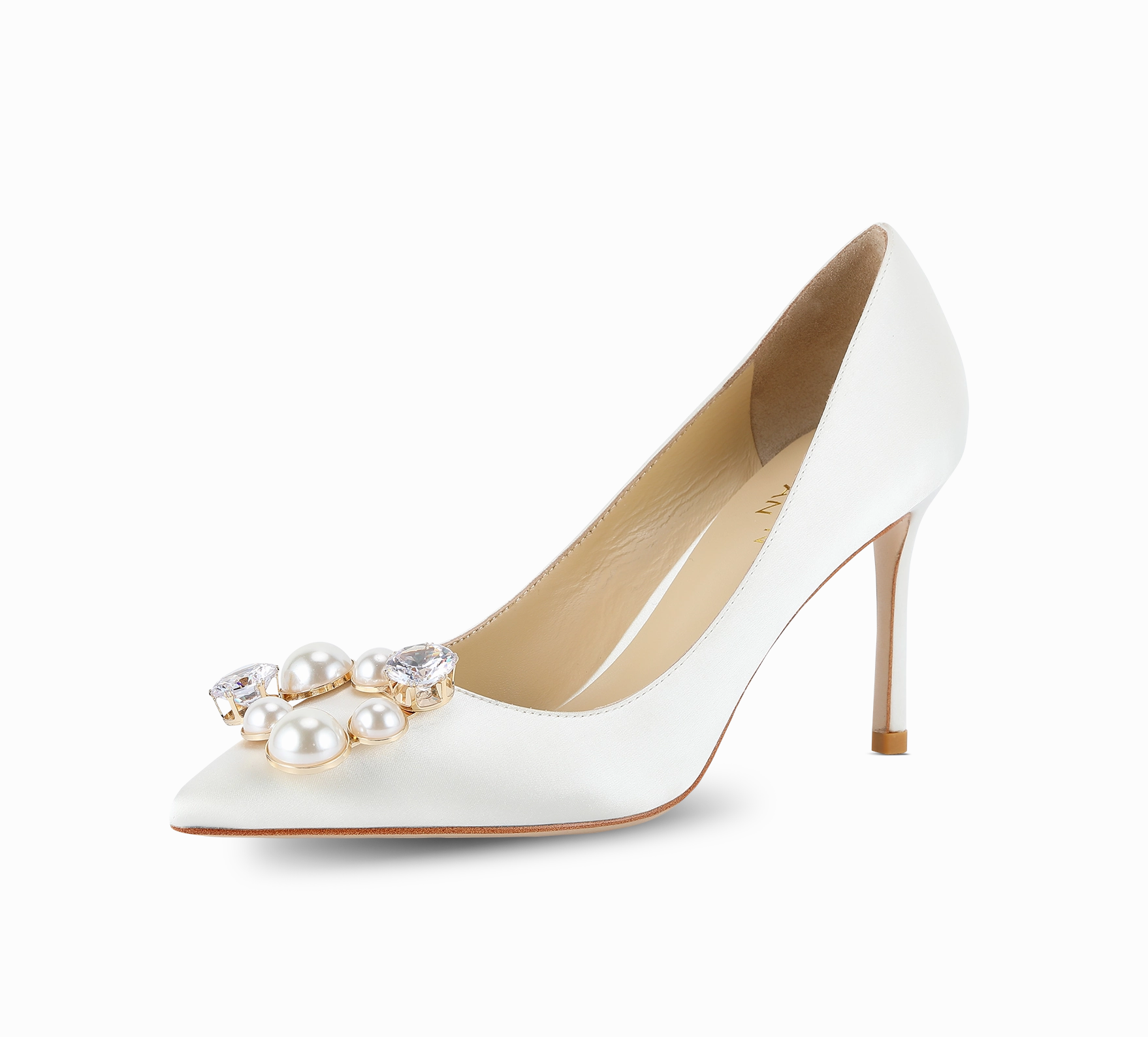 Pearl Buckle Satin Pumps