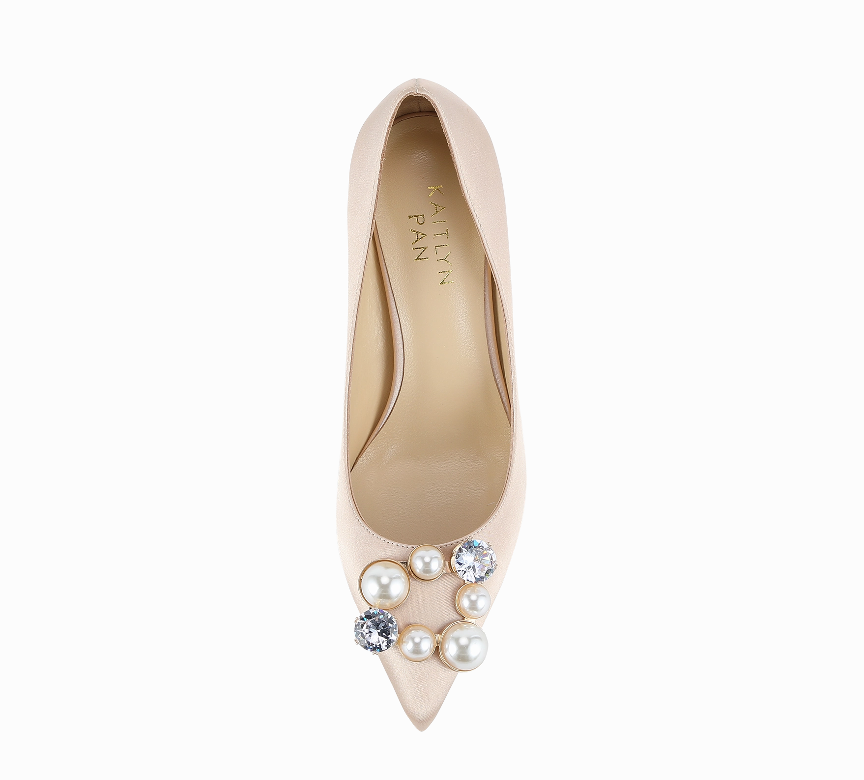 Pearl Buckle Satin Pumps