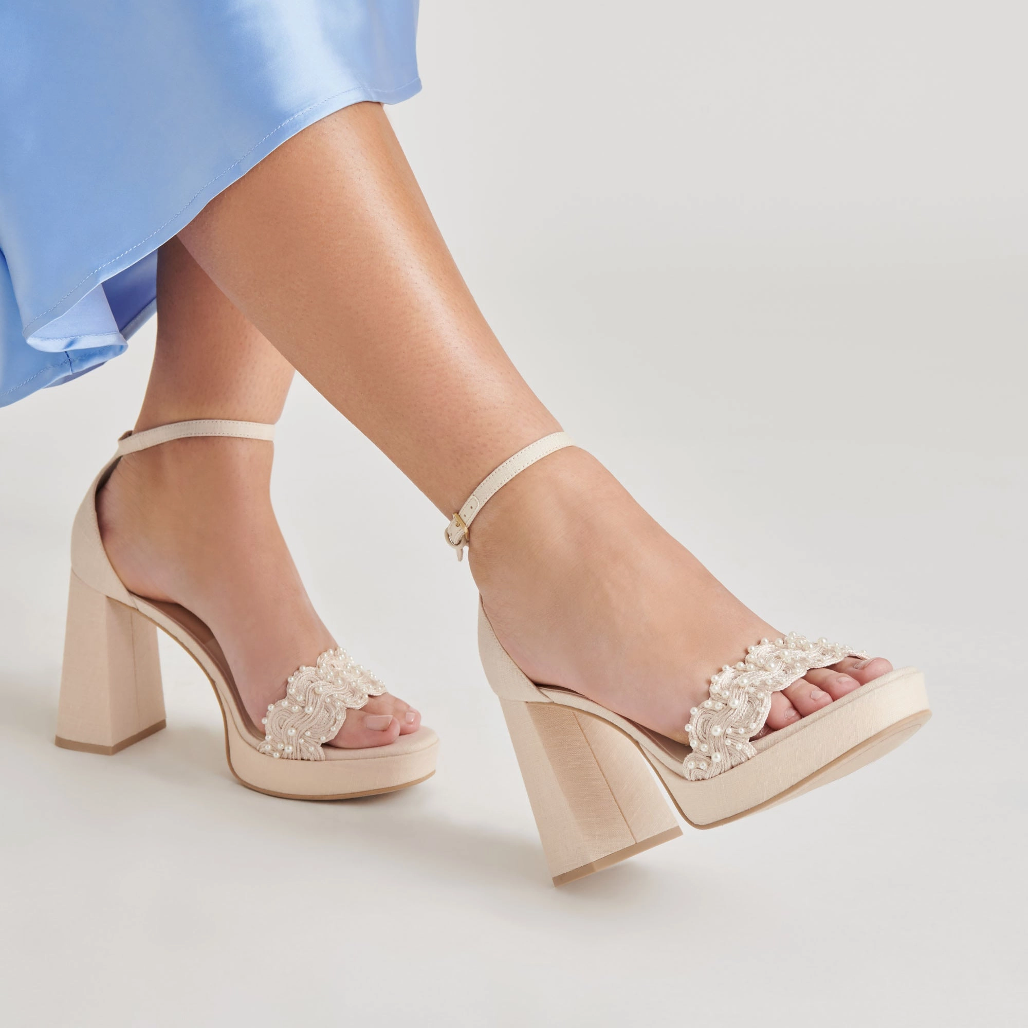 PELTIN PEARL HEELS VANILLA WOVEN RAFFIA