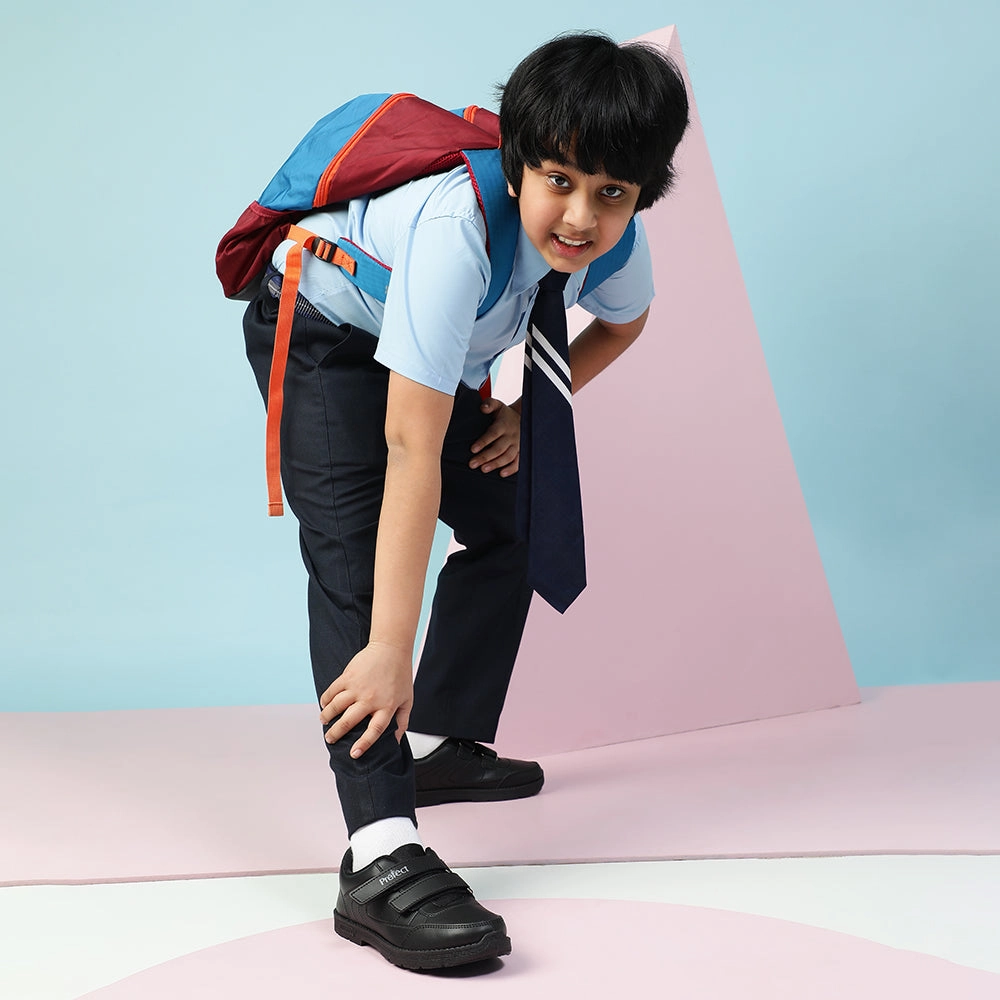 Prefect Black Non Lacing Uniform School Shoes For Kids SCHOOLFUN By Liberty