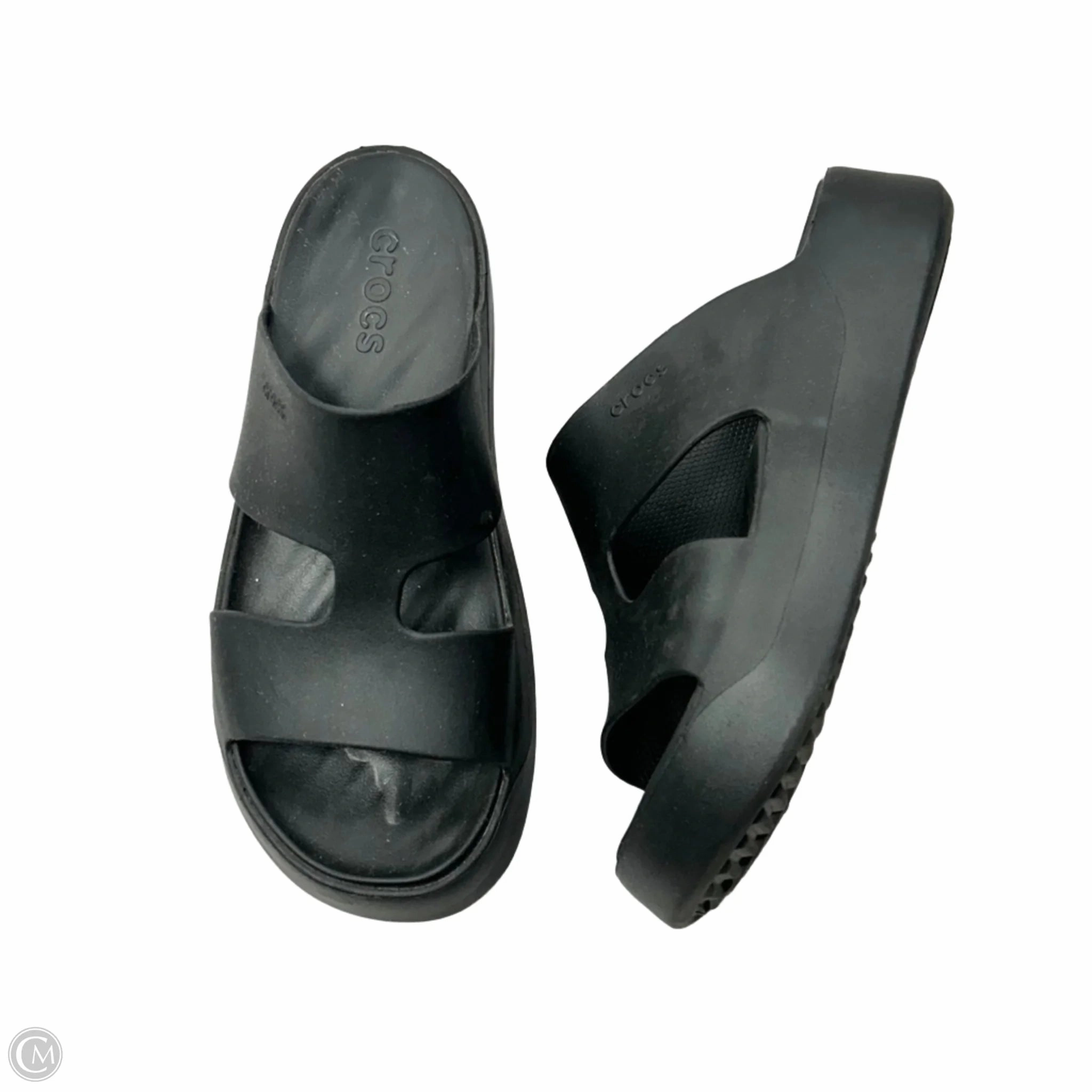 Sandals Heels Platform By Crocs In Black, Size: 10