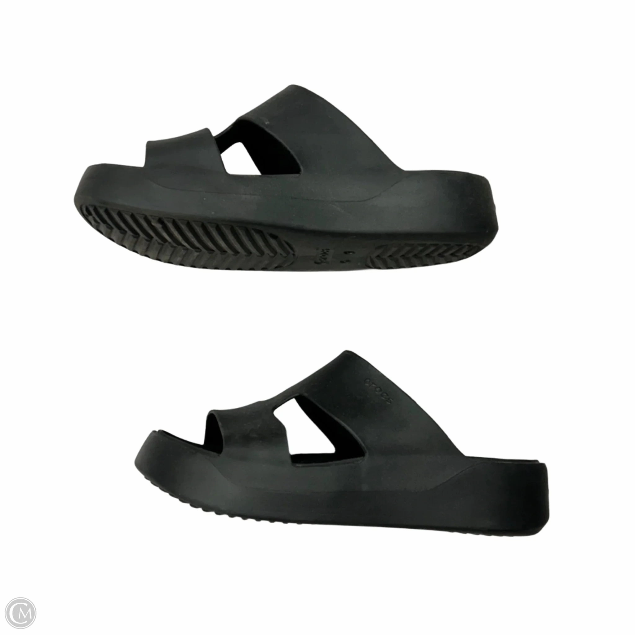 Sandals Heels Platform By Crocs In Black, Size: 10