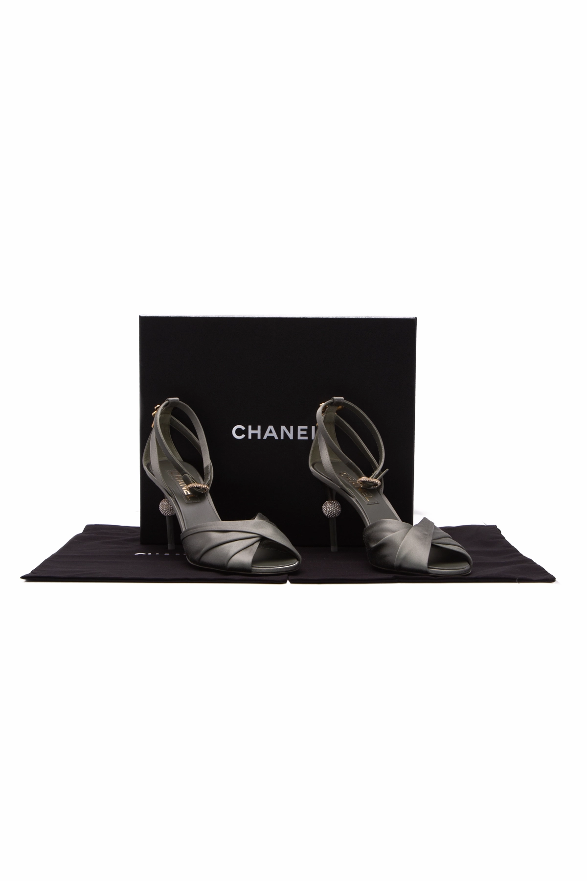 Satin Crystal Heels - Size 40.5