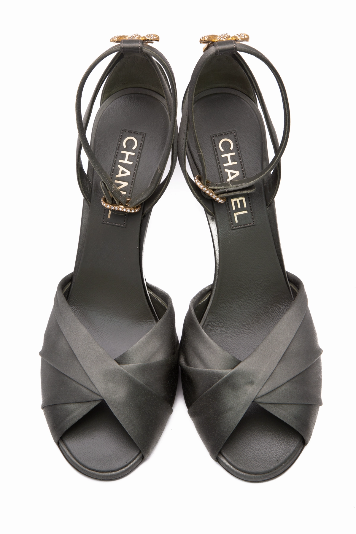 Satin Crystal Heels - Size 40.5