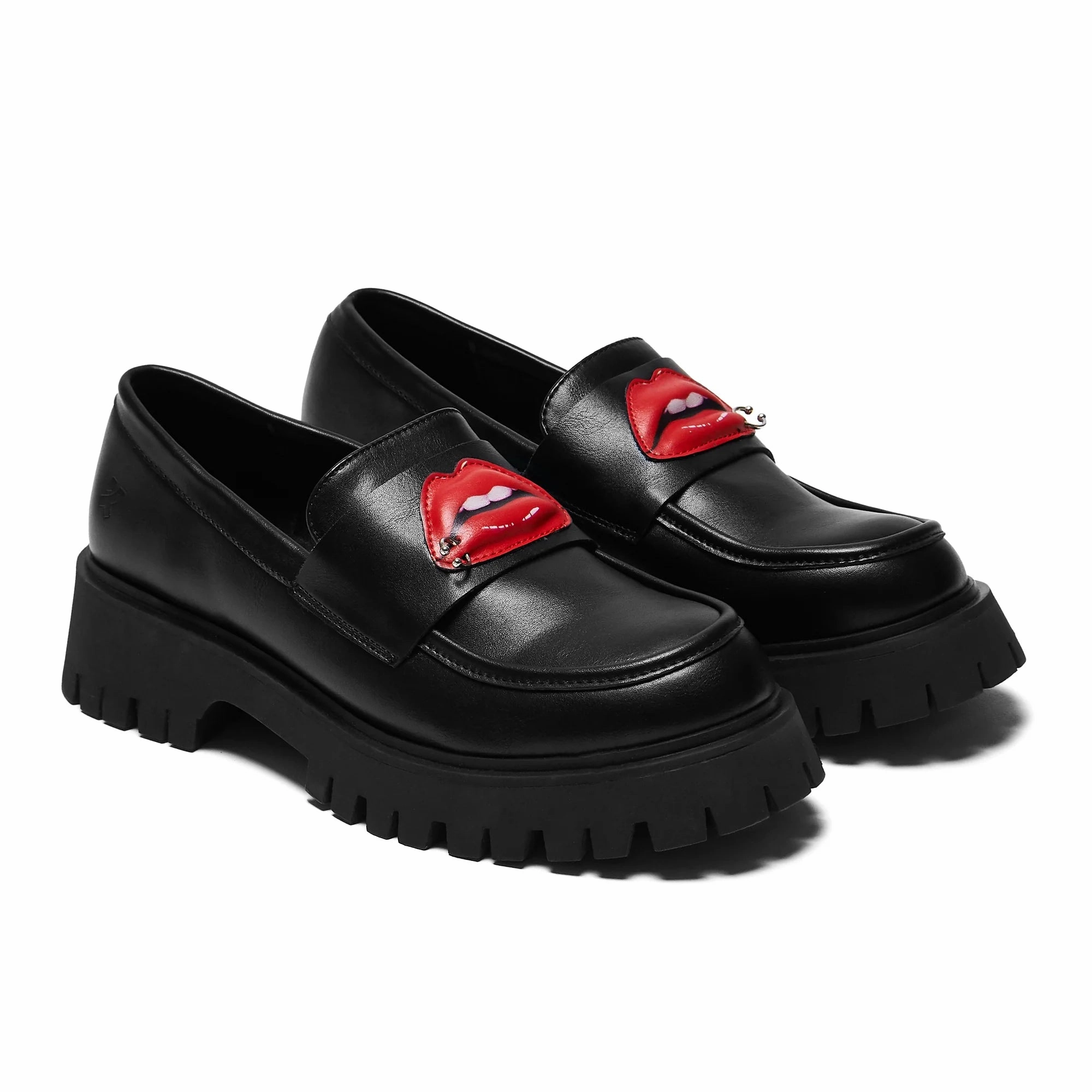 Science Fiction Lips Loafers - Black-Size 6-Clearance