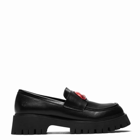 Science Fiction Lips Loafers - Black-Size 6-Clearance