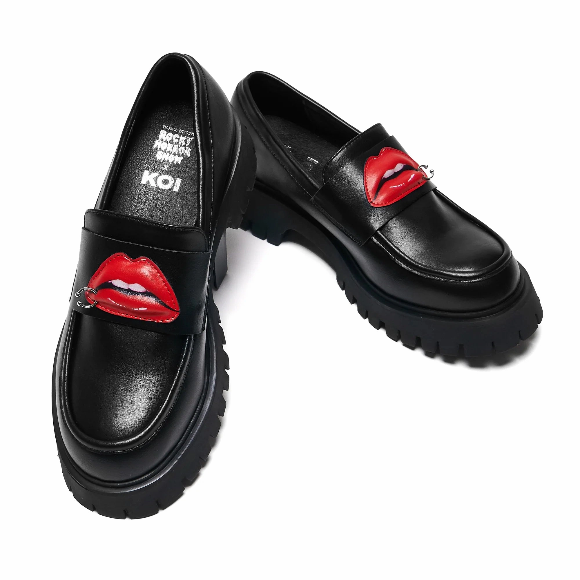 Science Fiction Lips Loafers - Black-Size 6-Clearance