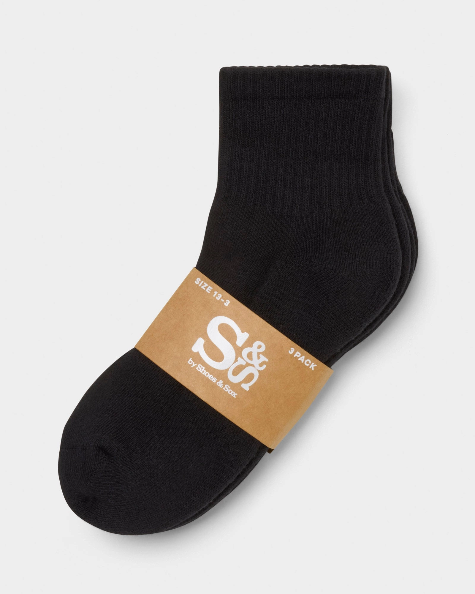 Sports Quarter Crew 3 Pack Black