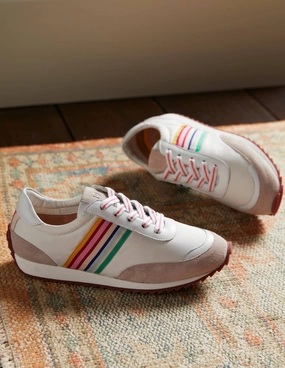 Striped Runner Sneakers-White, Multi Stripe