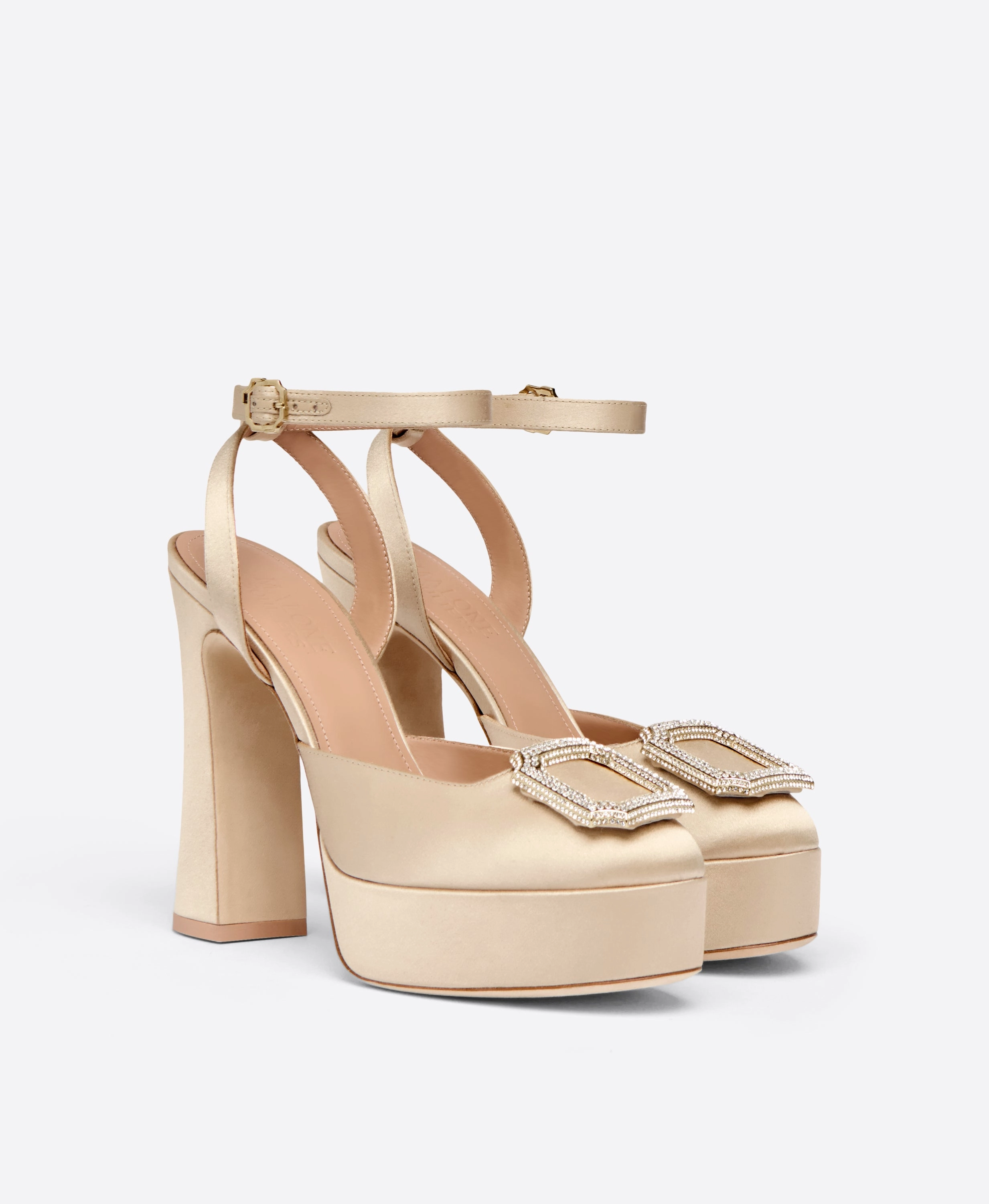 Teese 125 Gold Satin Platform Slingbacks