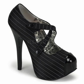 TEEZE-23  Black Pinstripes Satin-Black Patent