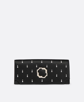Vivien Black Satin Embellished Clutch Bag