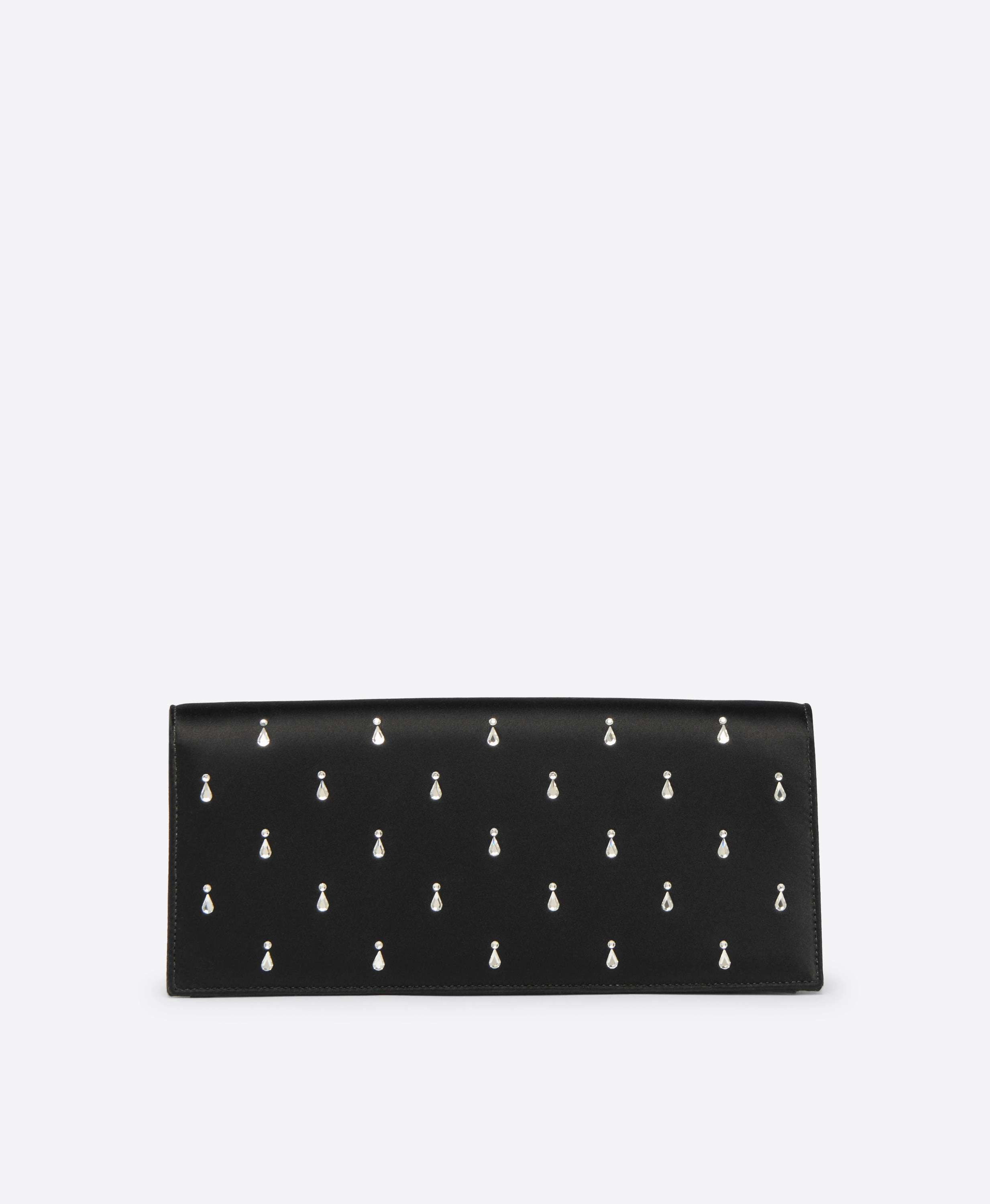 Vivien Black Satin Embellished Clutch Bag