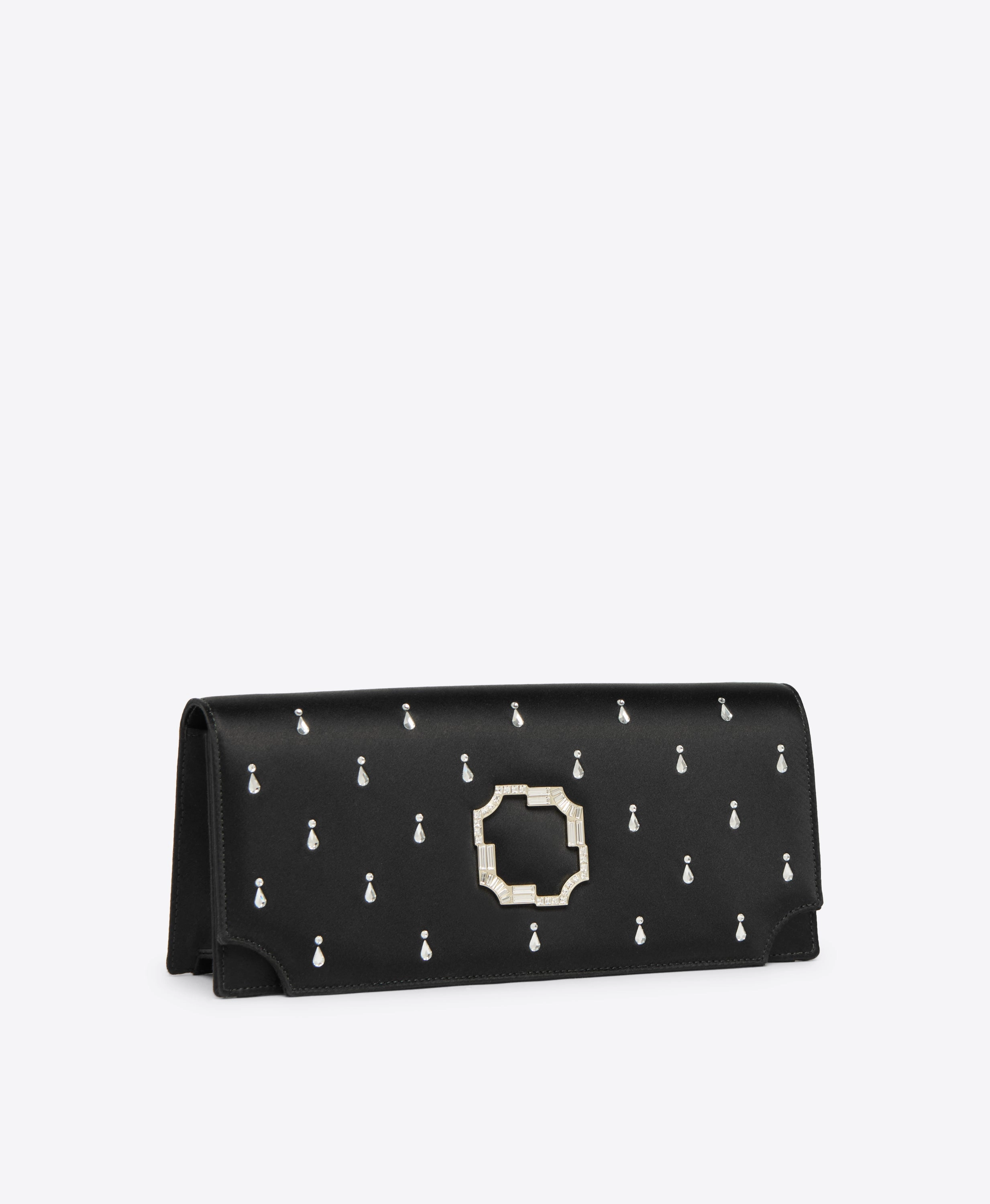 Vivien Black Satin Embellished Clutch Bag