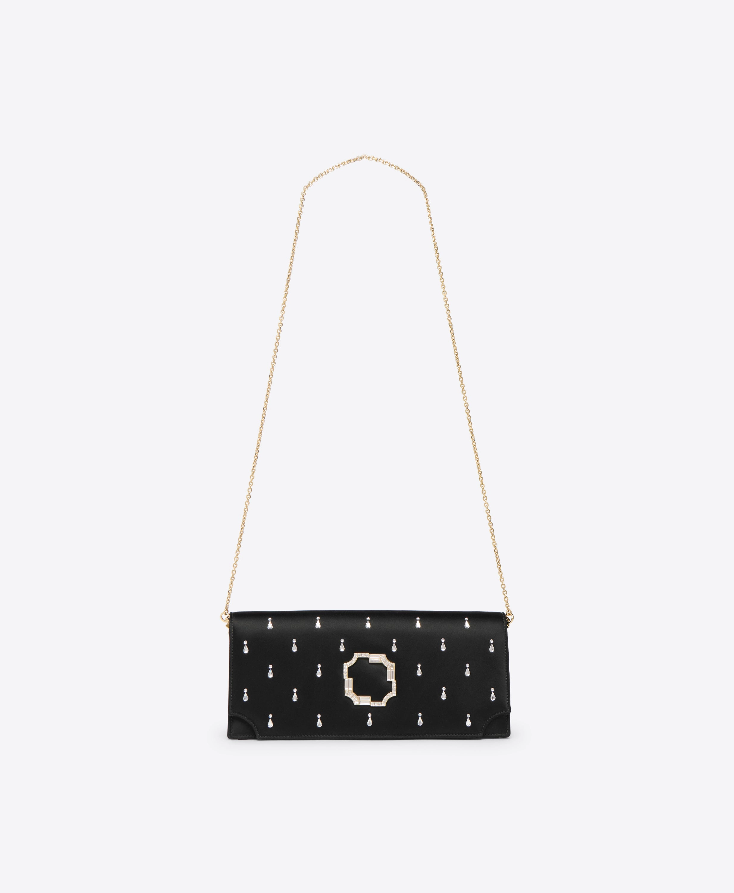 Vivien Black Satin Embellished Clutch Bag