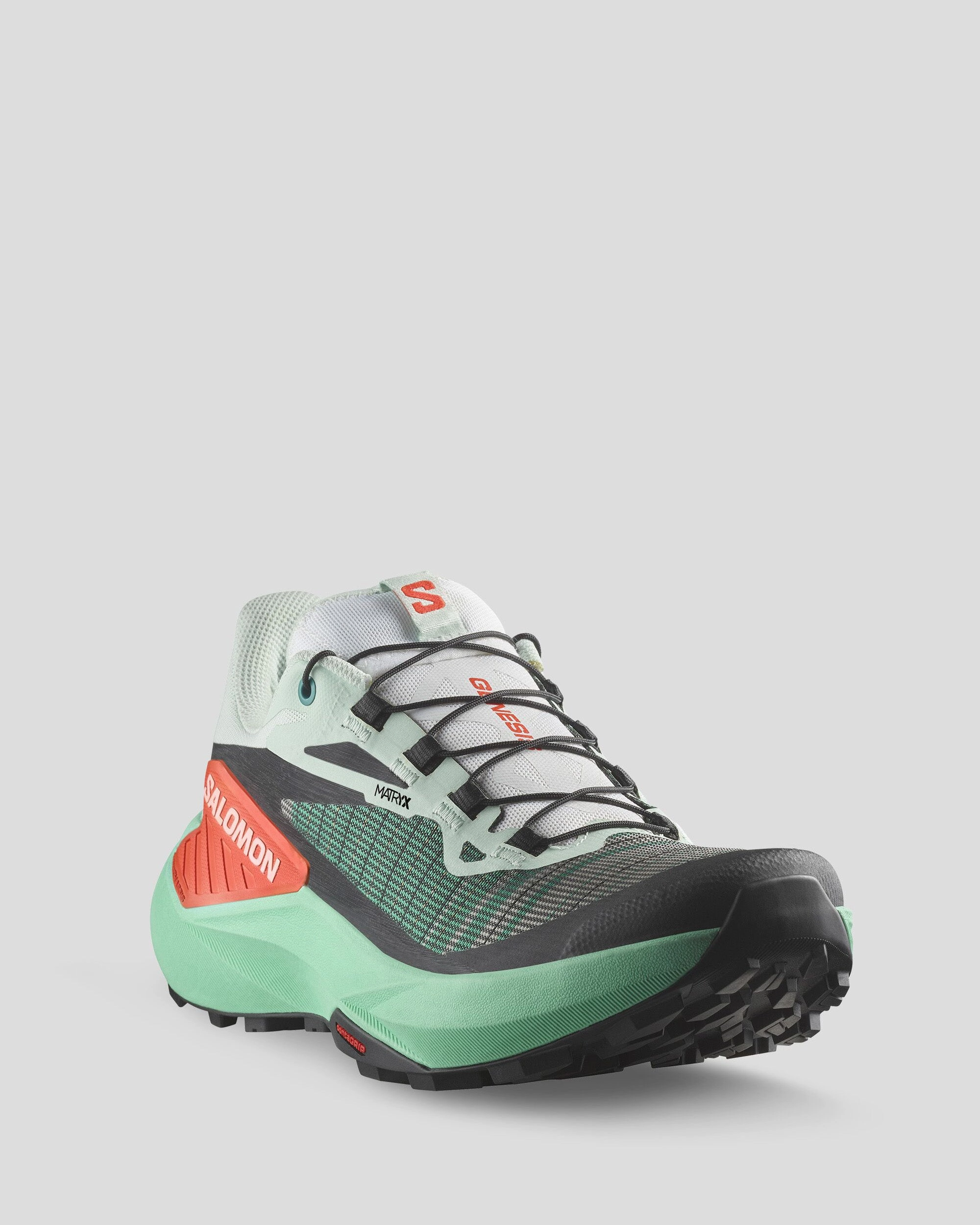 Women's Salomon Genesis Trail Running Shoes - Bay/Electric Green/Cherry Tomato