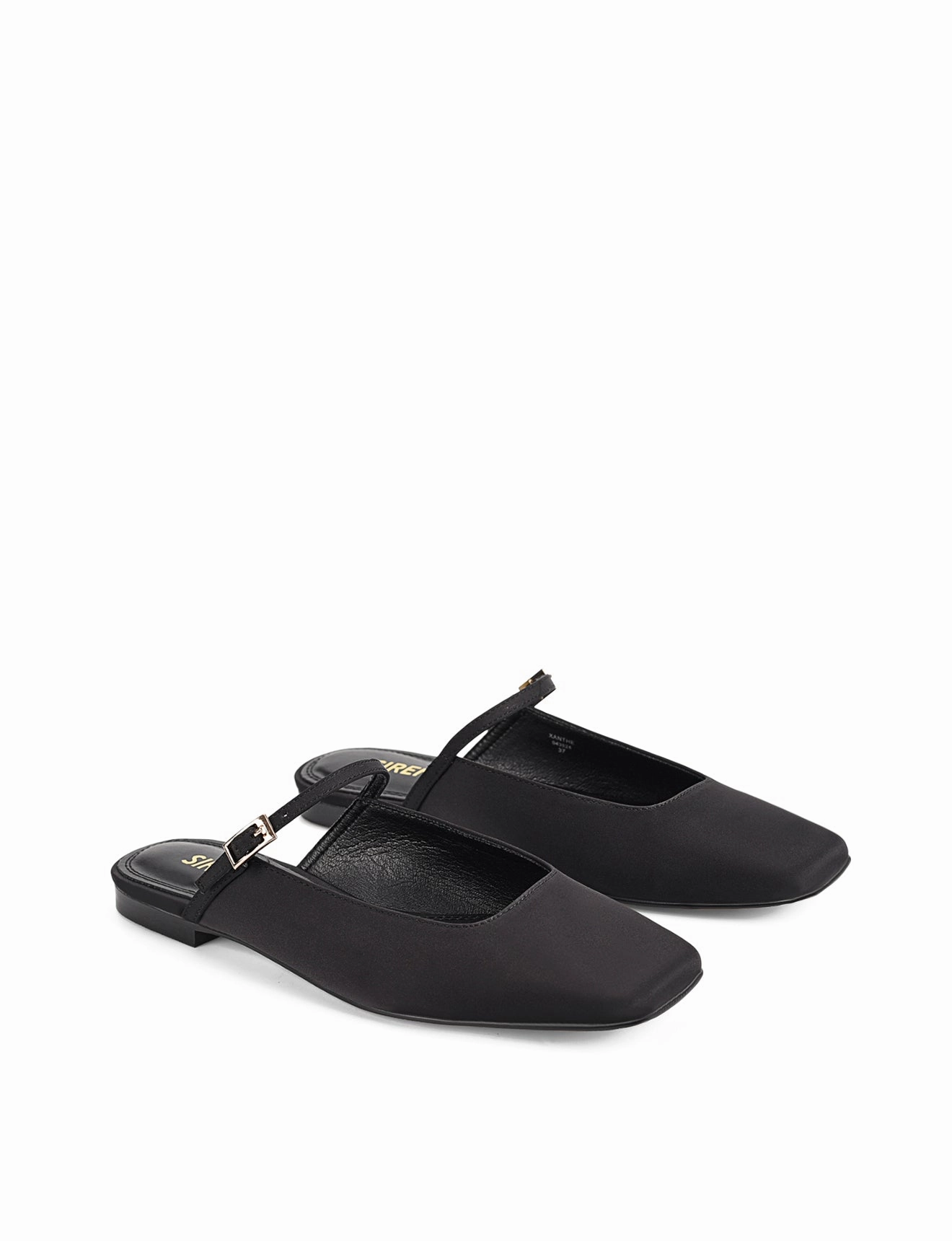 Xanthe Mary Jane Mules - Black Satin