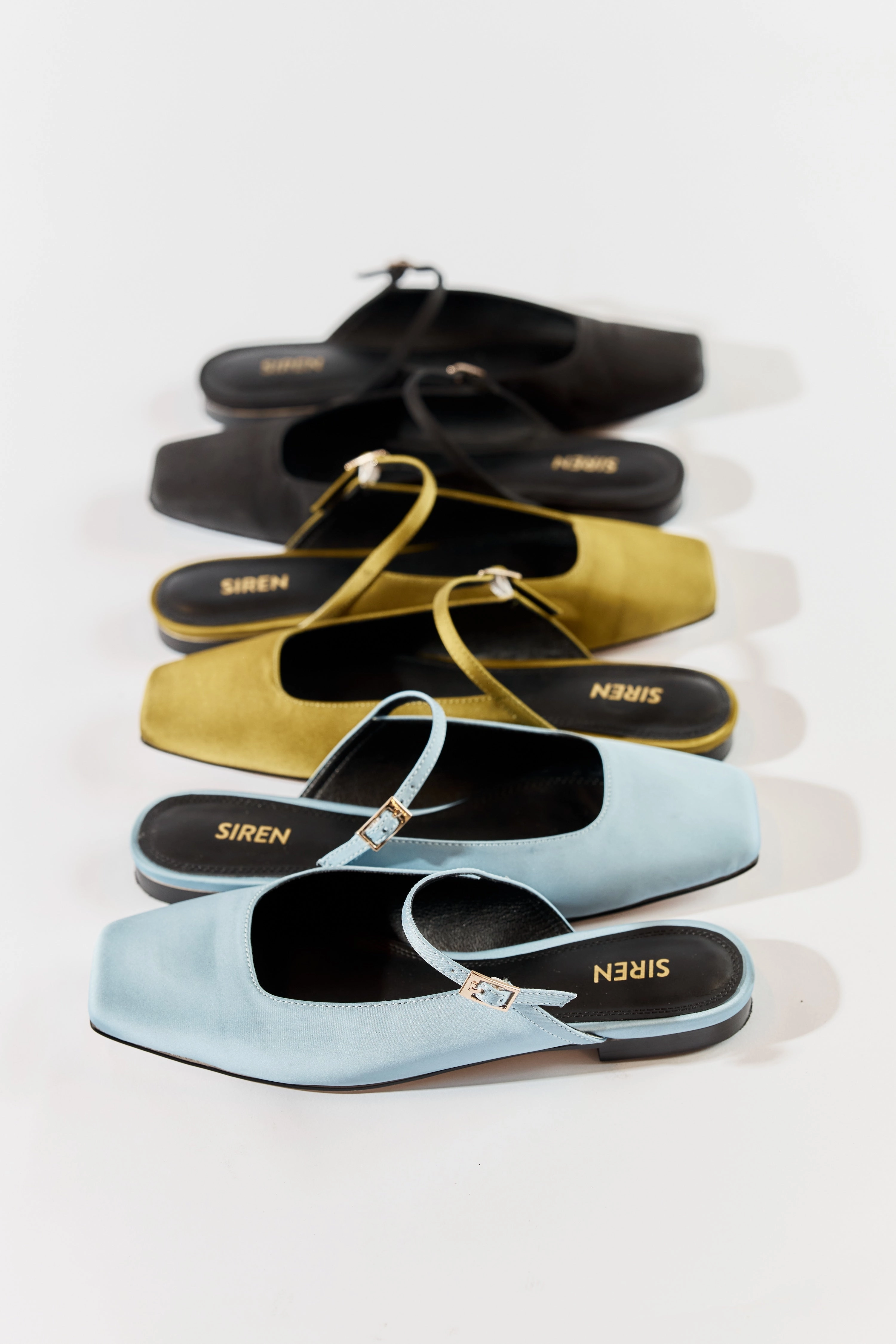 Xanthe Mary Jane Mules - Blue Satin